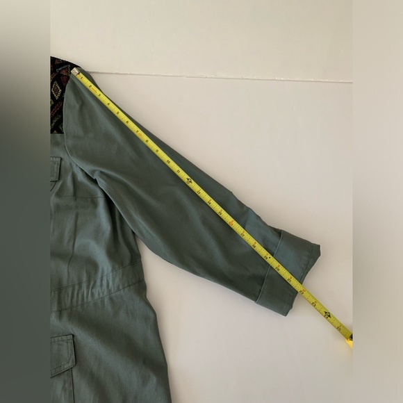 ModCloth Womens 1X Army Green Jacket Military Utility Waist Adjustable Aztec - Picture 8 of 9